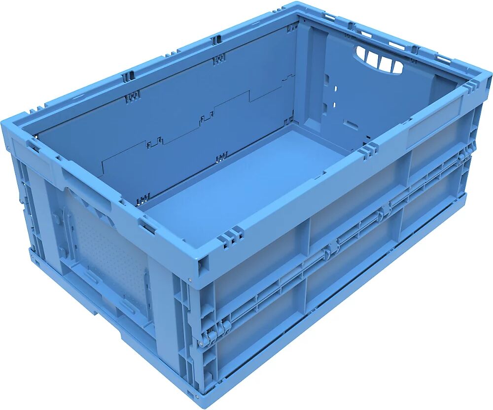 kaiserkraft Caja plegable de polipropileno, capacidad 49 l, sin tapa, azul