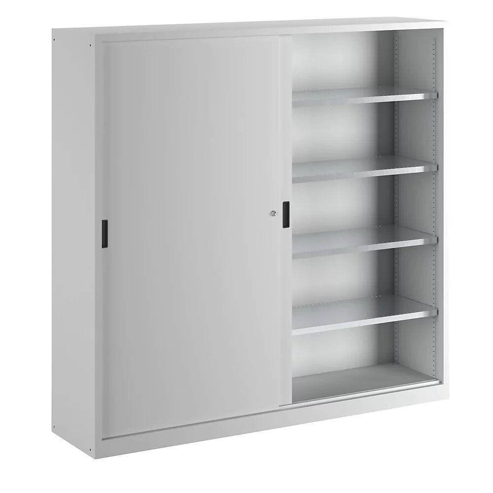 LISTA Armario de puertas correderas, H x A 1950 x 2000 mm, pared separadora, gris luminoso RAL 7035