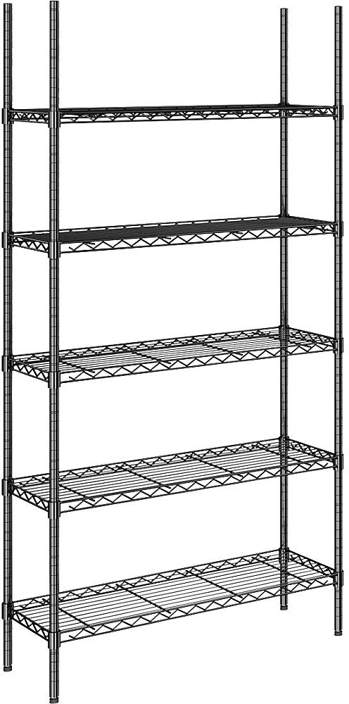 kaiserkraft Estantería de malla de alambre de acero, negra, 5 baldas, H x A x P 1880 x 910 x 360 mm