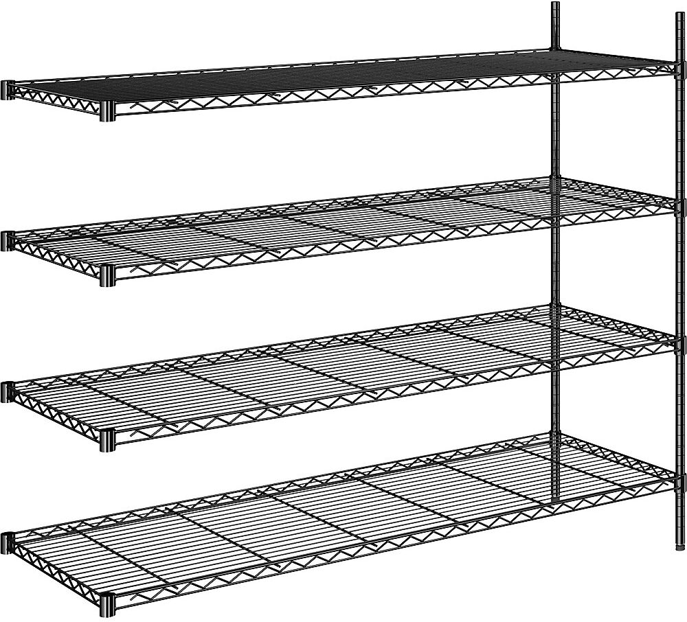 kaiserkraft Estantería de malla de alambre de acero, negra, carga por balda 100 kg, A x P 1520 x 610 mm, estantería de ampliación, altura 1370 mm, 4 baldas