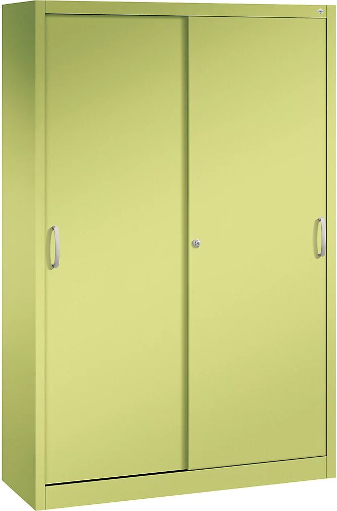 C+P Armario de puertas correderas ACURADO, 3 baldas, 2 compartimento bajo llave, H x A x P 1950 x 1200 x 400 mm, verde pistacho