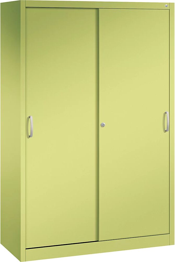 C+P Armario de puertas correderas ACURADO, 3 baldas, 2 compartimento bajo llave, H x A x P 1950 x 1200 x 500 mm, verde pistacho