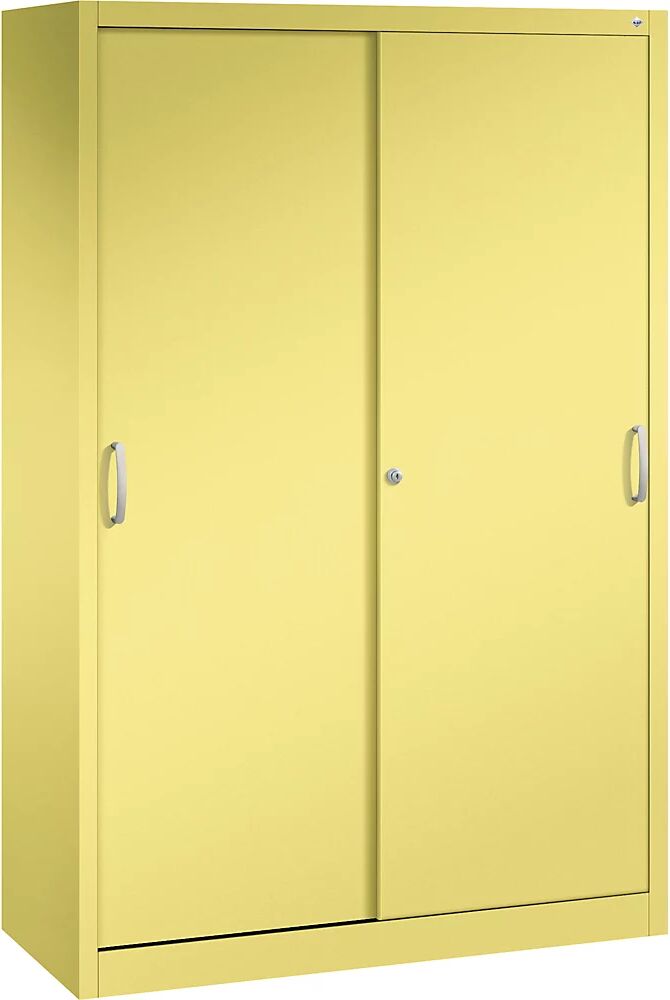 C+P Armario de puertas correderas ACURADO, 3 baldas, 2 compartimento bajo llave, H x A x P 1950 x 1200 x 500 mm, amarillo azufre