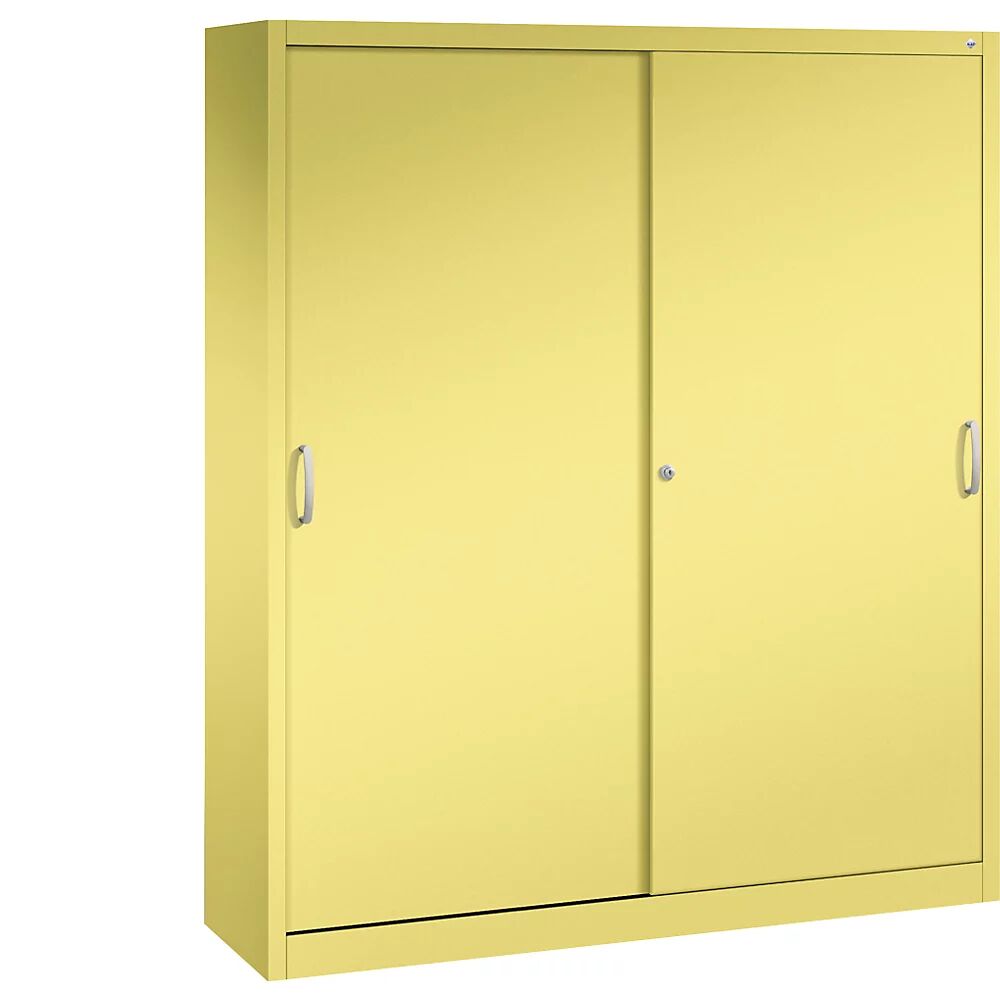 C+P Armario de puertas correderas ACURADO, 6 baldas, 2 compartimento bajo llave, H x A x P 1950 x 1600 x 400 mm, amarillo azufre