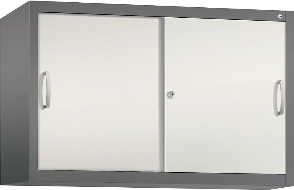 C+P Altillo con puertas correderas ACURADO, 1 balda, H x A x P 790 x 1200 x 400 mm, gris volcánico / blanco perla