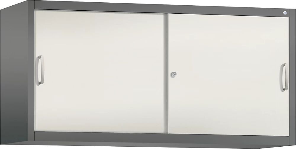 C+P Altillo con puertas correderas ACURADO, 2 baldas, H x A x P 790 x 1600 x 500 mm, gris volcánico / blanco perla