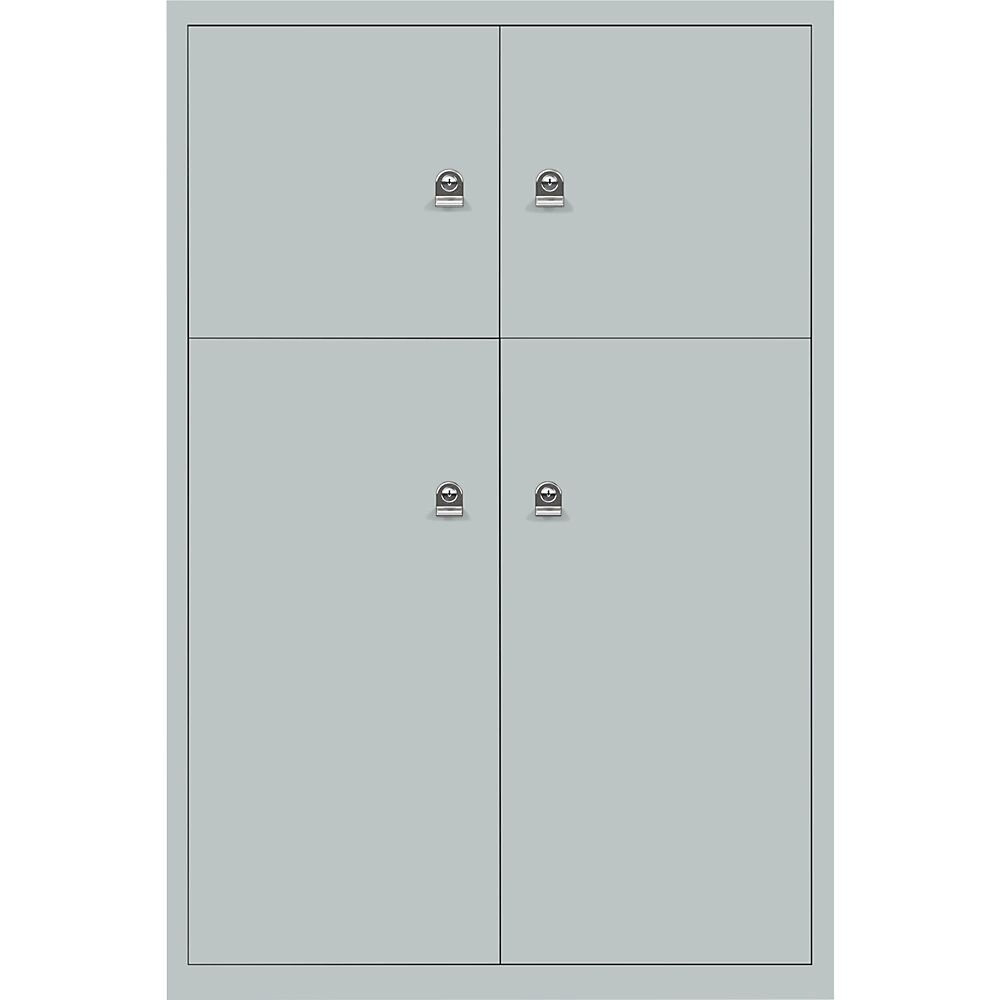 BISLEY Casillero LateralFile™, con 4 compartimentos bajo llave, altura 2 x 375 mm, 2 x 755 mm, plateado