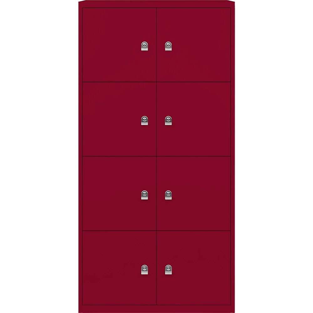 BISLEY Casillero LateralFile™, con 8 compartimentos bajo llave, altura de cada uno 375 mm, rojo cardenal