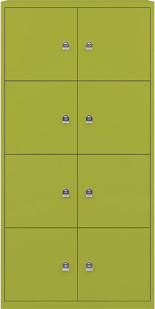 BISLEY Casillero LateralFile™, con 8 compartimentos bajo llave, altura de cada uno 375 mm, verde