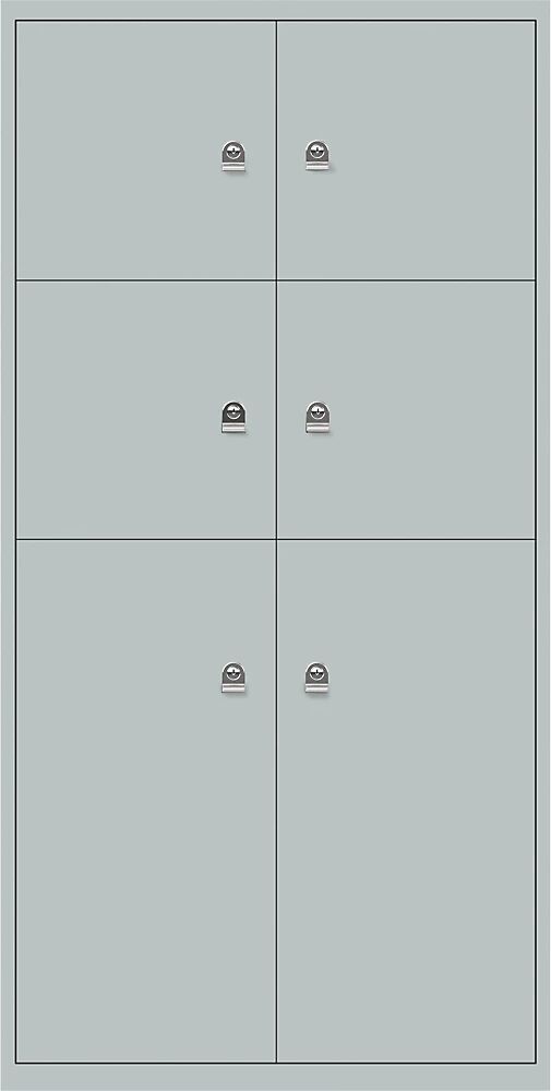 BISLEY Casillero LateralFile™, con 6 compartimentos bajo llave, altura 4 x 375 mm, 2 x 755 mm, plateado