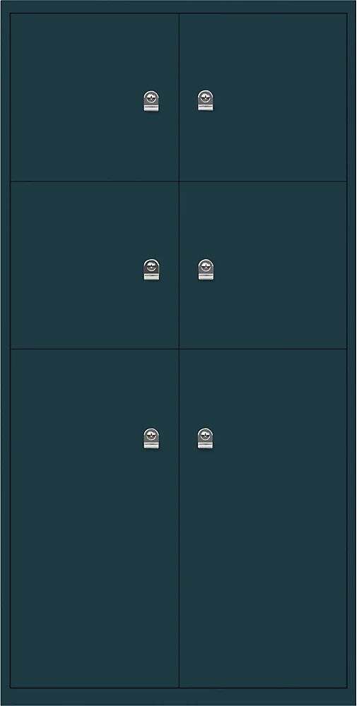 BISLEY Casillero LateralFile™, con 6 compartimentos bajo llave, altura 4 x 375 mm, 2 x 755 mm, azul océano