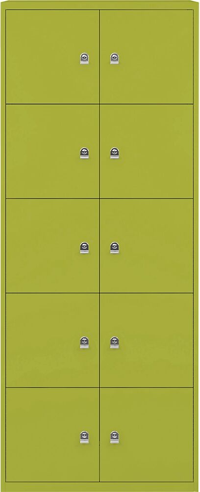 BISLEY Casillero LateralFile™, con 10 compartimentos bajo llave, altura de cada uno 375 mm, verde