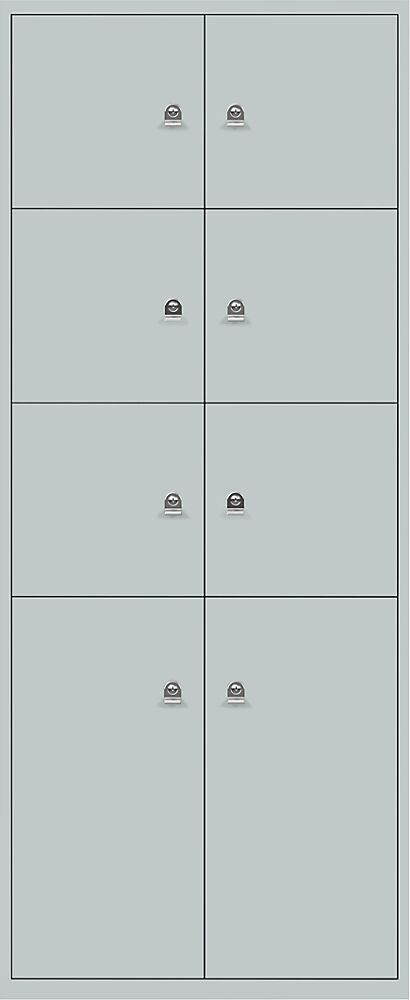 BISLEY Casillero LateralFile™, con 8 compartimentos bajo llave, altura 6 x 375 mm, 2 x 755 mm, plateado