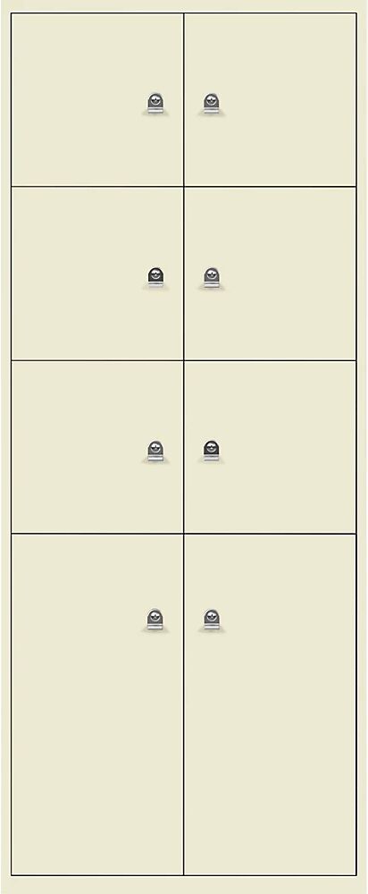BISLEY Casillero LateralFile™, con 8 compartimentos bajo llave, altura 6 x 375 mm, 2 x 755 mm, marfil claro