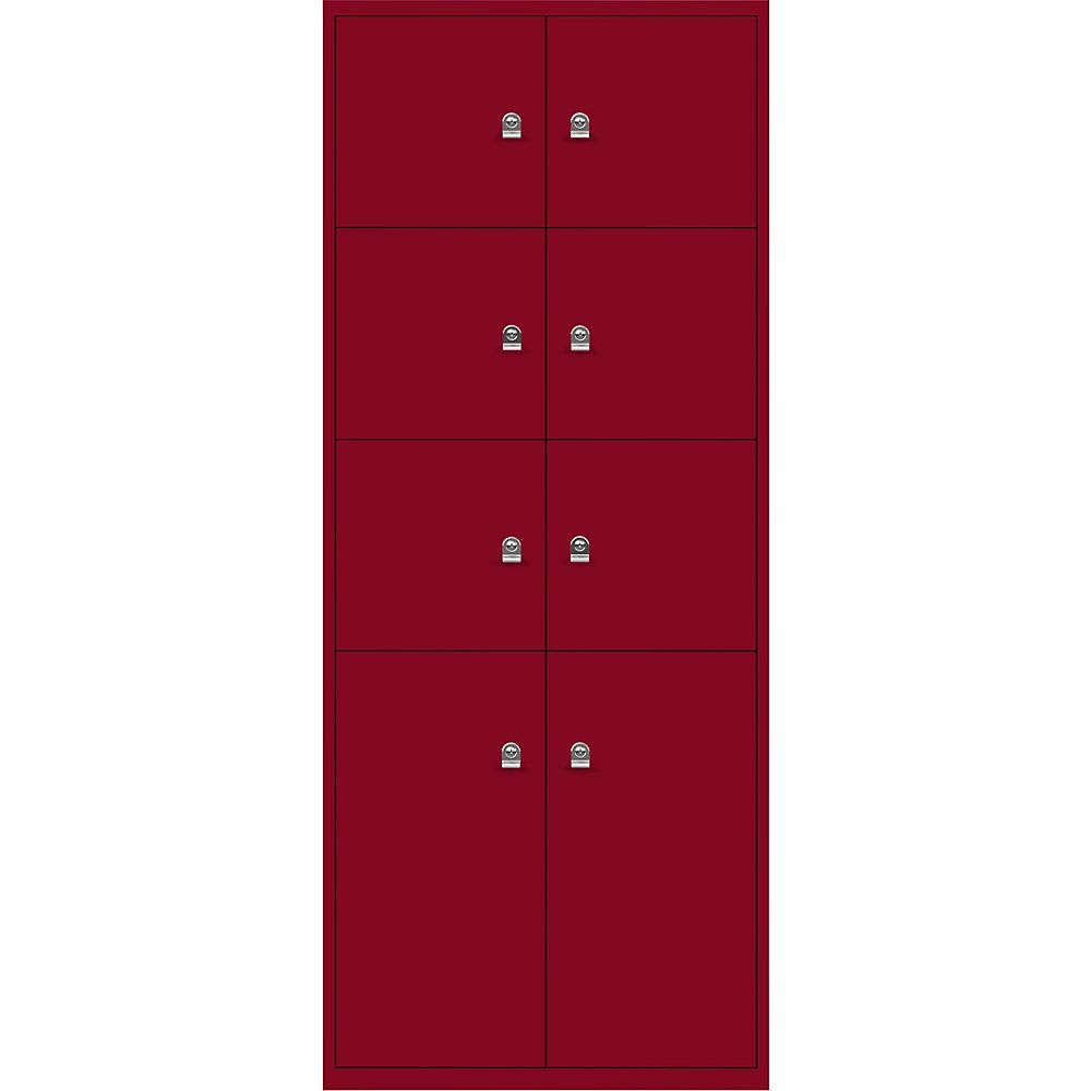 BISLEY Casillero LateralFile™, con 8 compartimentos bajo llave, altura 6 x 375 mm, 2 x 755 mm, rojo cardenal