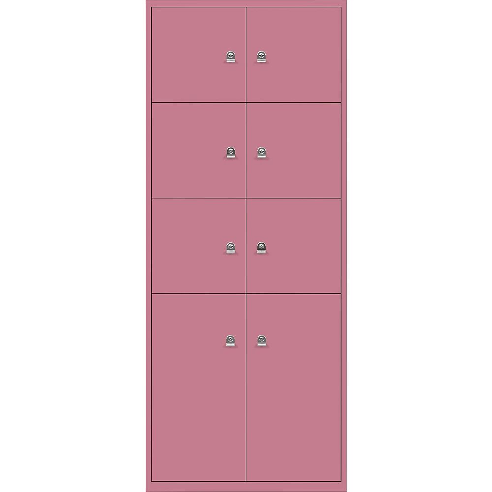 BISLEY Casillero LateralFile™, con 8 compartimentos bajo llave, altura 6 x 375 mm, 2 x 755 mm, rosa