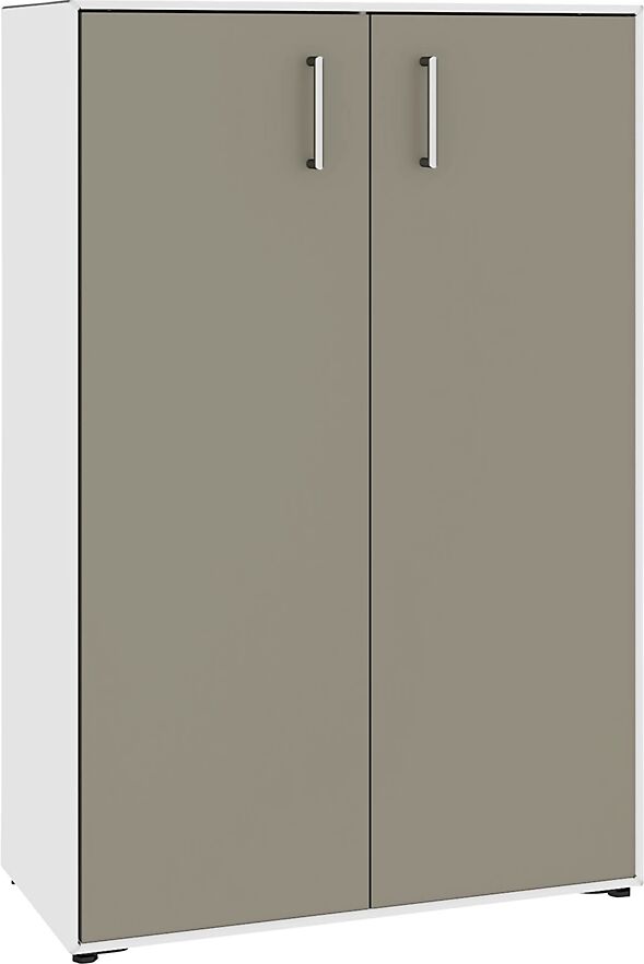 mauser Armario de puertas batientes, 2 puertas, 6 compartimentos, anchura 770 mm, blanco puro / gris beige