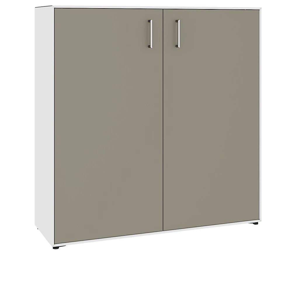 mauser Armario de puertas batientes, 2 puertas, 6 compartimentos, anchura 1155 mm, blanco puro / gris beige