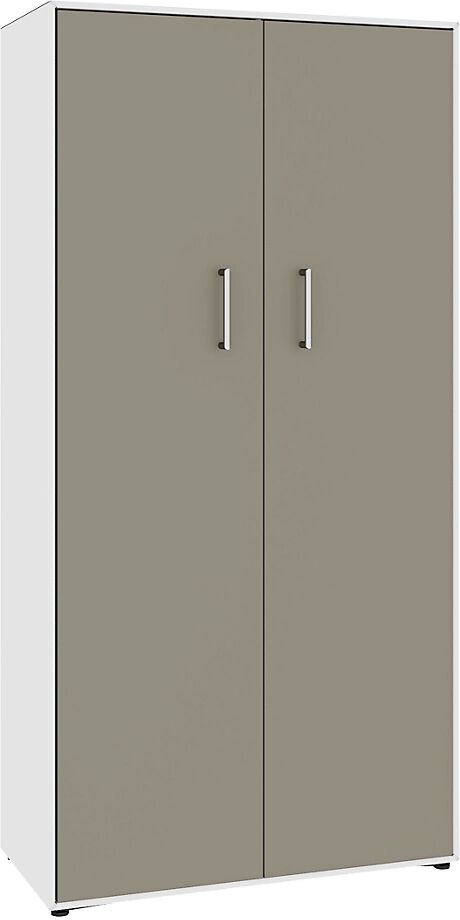 mauser Armario de puertas batientes, 2 puertas, 8 compartimentos, anchura 770 mm, blanco puro / gris beige