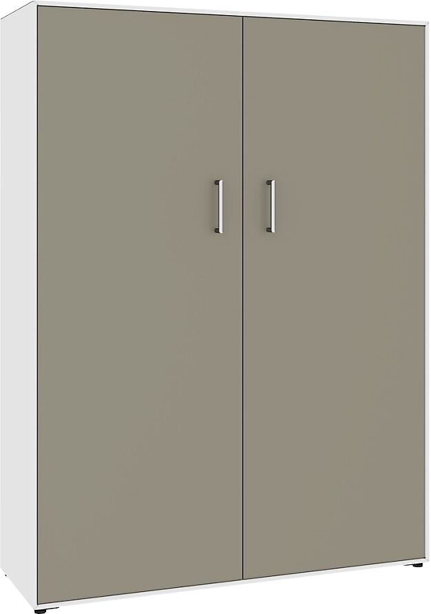 mauser Armario de puertas batientes, 2 puertas, 8 compartimentos, anchura 1155 mm, blanco puro / gris beige