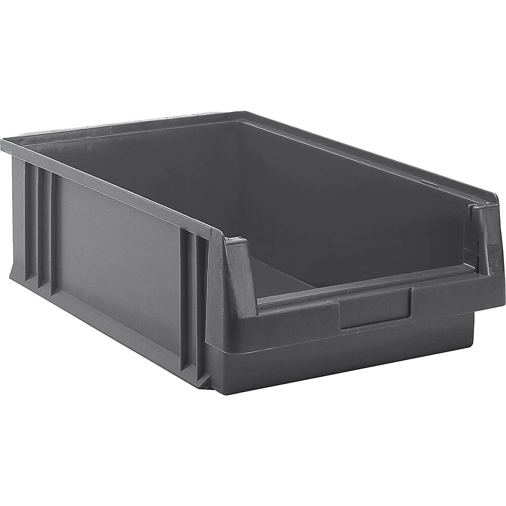 kaiserkraft Caja visualizable de polipropileno, capacidad 16,5 l, UE 10 unidades, gris