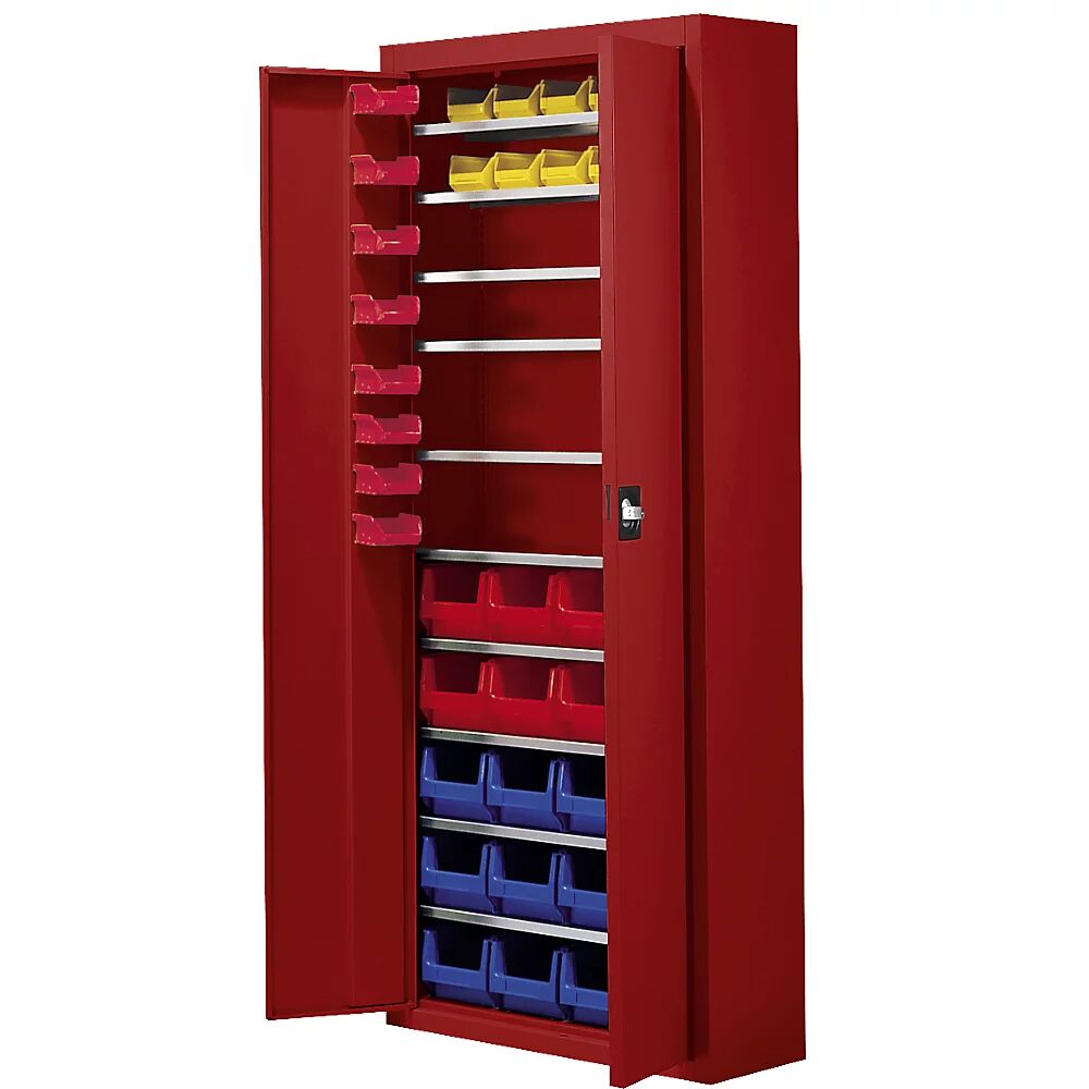 mauser Armario-almacén con cajas visualizables, H x A x P 1740 x 680 x 280 mm, 48 cajas, monocolor, rojo vivo