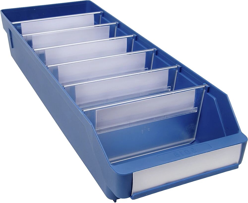 STEMO Caja para estanterías de polipropileno a prueba de golpes, azul, L x A x H 500 x 180 x 95 mm, UE 20 unidades