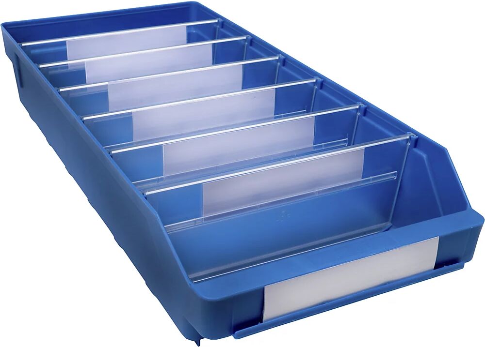 STEMO Caja para estanterías de polipropileno a prueba de golpes, azul, L x A x H 500 x 240 x 95 mm, UE 15 unidades