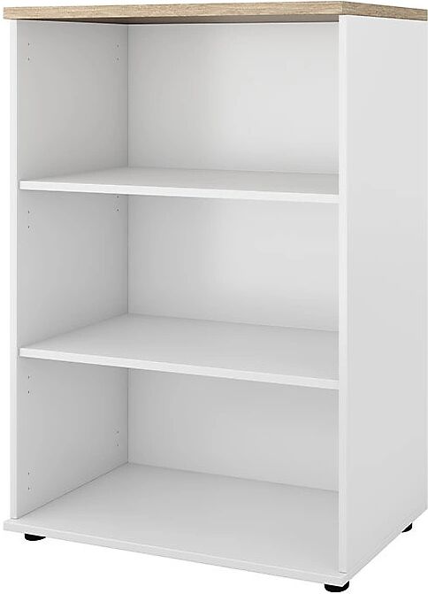 kaiserkraft Estantería de oficina Portland, H x A x P 1138 x 800 x 420 mm, blanco cepillado / roble