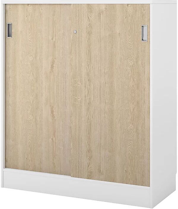 kaiserkraft Armario Chicago con puertas correderas, H x A x P 1353 x 1215 x 400 mm, blanco cepillado / roble