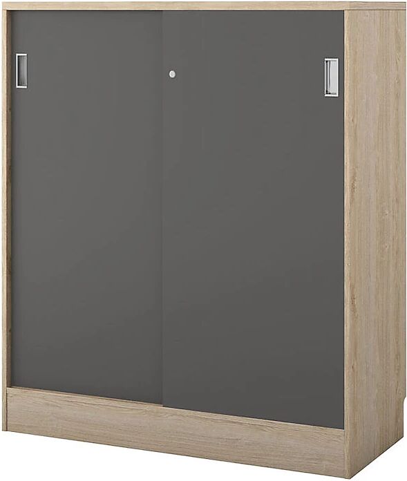 kaiserkraft Armario Chicago con puertas correderas, H x A x P 1353 x 1215 x 400 mm, roble / gris oscuro