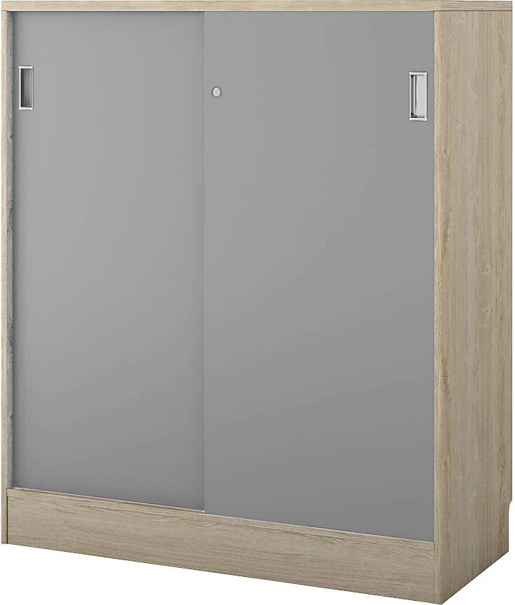 kaiserkraft Armario Chicago con puertas correderas, H x A x P 1353 x 1215 x 400 mm, roble / gris luminoso