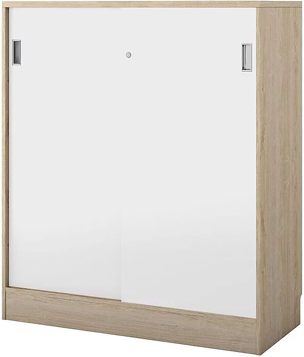 kaiserkraft Armario Chicago con puertas correderas, H x A x P 1353 x 1215 x 400 mm, roble / blanco cepillado