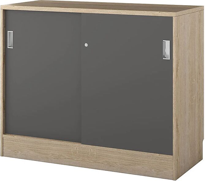 kaiserkraft Armario Chicago con puertas correderas, H x A x P 948 x 1215 x 400 mm, roble / gris oscuro