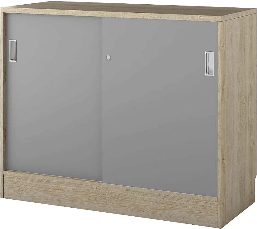 kaiserkraft Armario Chicago con puertas correderas, H x A x P 948 x 1215 x 400 mm, roble / gris luminoso