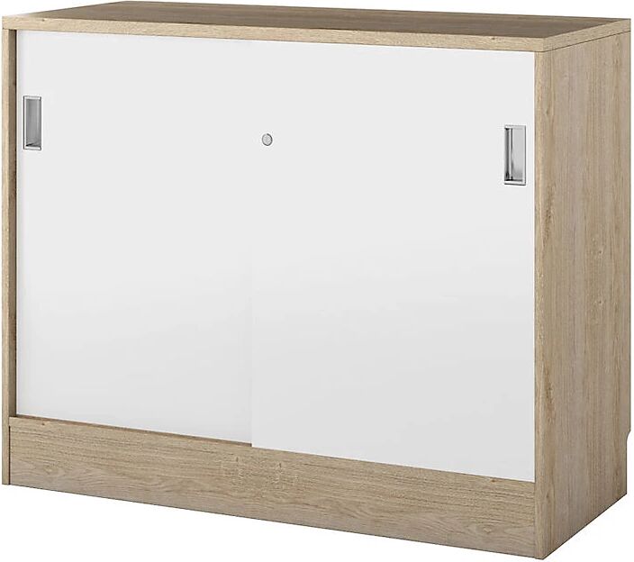 kaiserkraft Armario Chicago con puertas correderas, H x A x P 948 x 1215 x 400 mm, roble / blanco cepillado