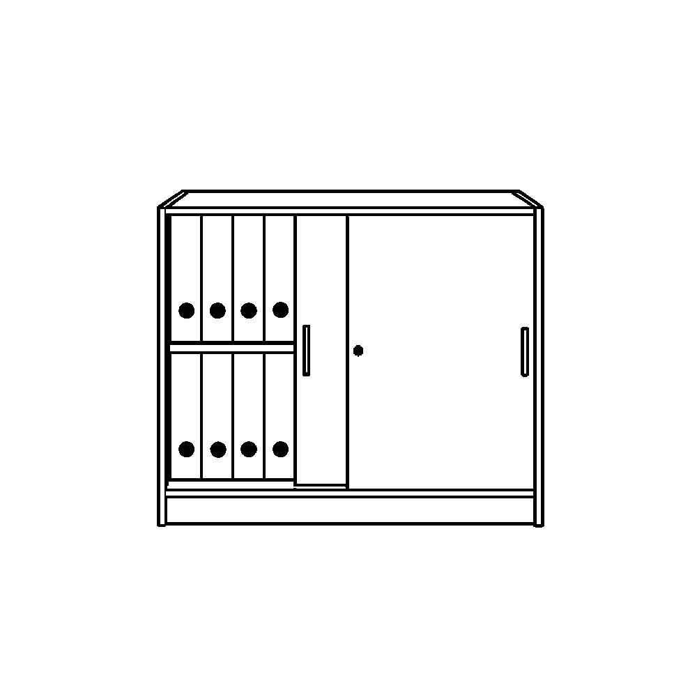 kaiserkraft TINO - Armario de puertas correderas, 1 balda, 2 pisos de archivadores, color del cuerpo y de la puerta gris luminoso