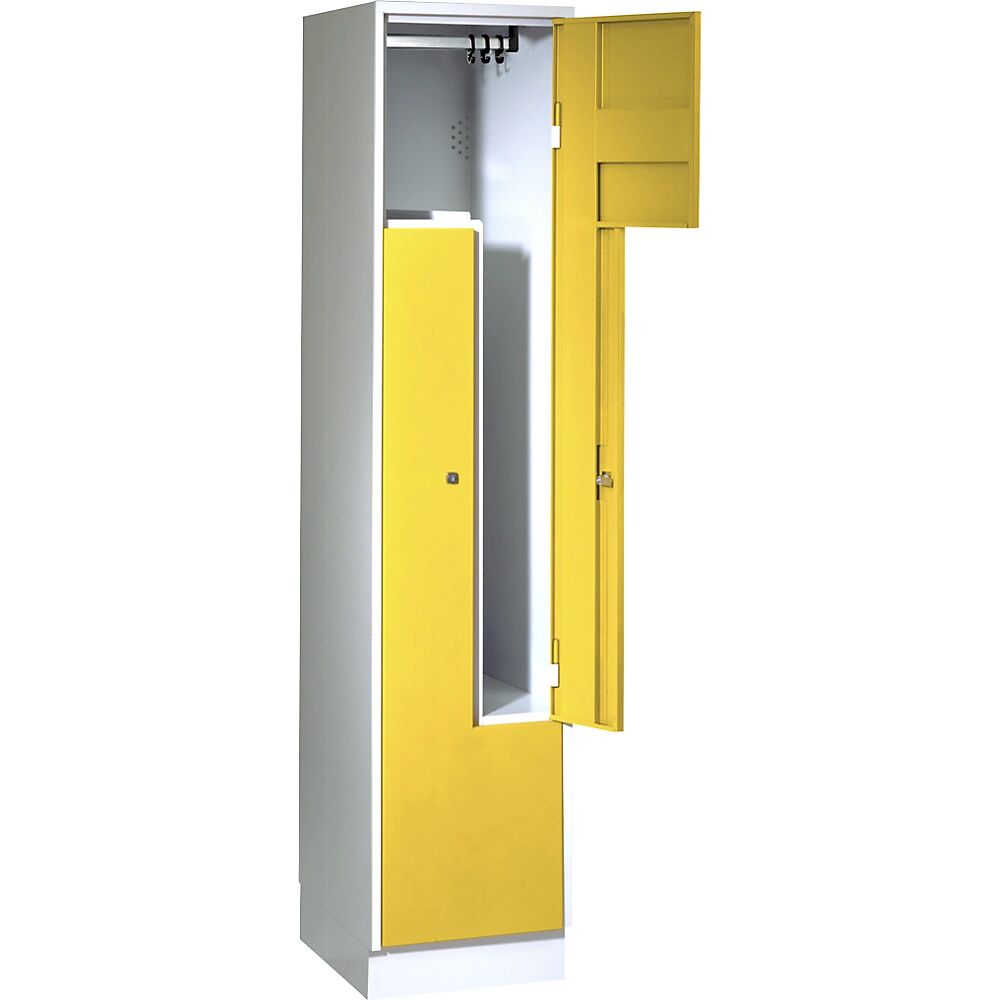 Wolf Armario guardarropa en Z, 2 compartimentos, puertas en amarillo zinc