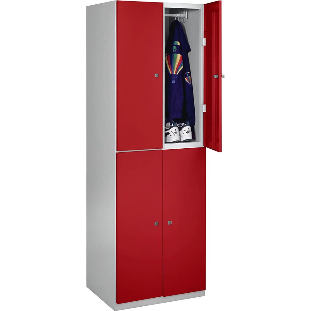 Wolf Armario de compartimentos, 4 compartimentos, 1800 x 600 x 500 mm, puertas en rojo vivo