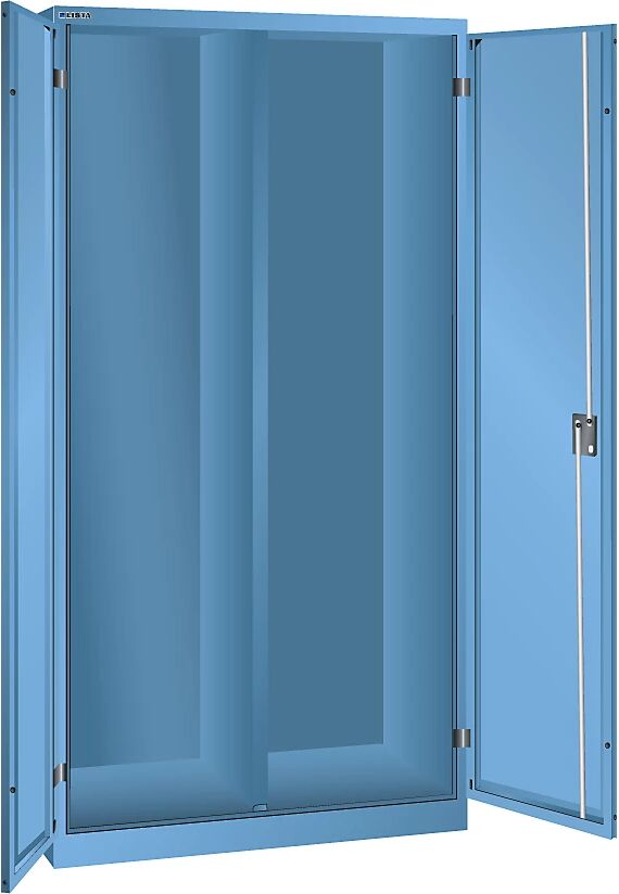 LISTA Armario de puertas batientes, H x A x P 1950 x 1000 x 580 mm, cuerpo vacío con pared separadora, azul luminoso