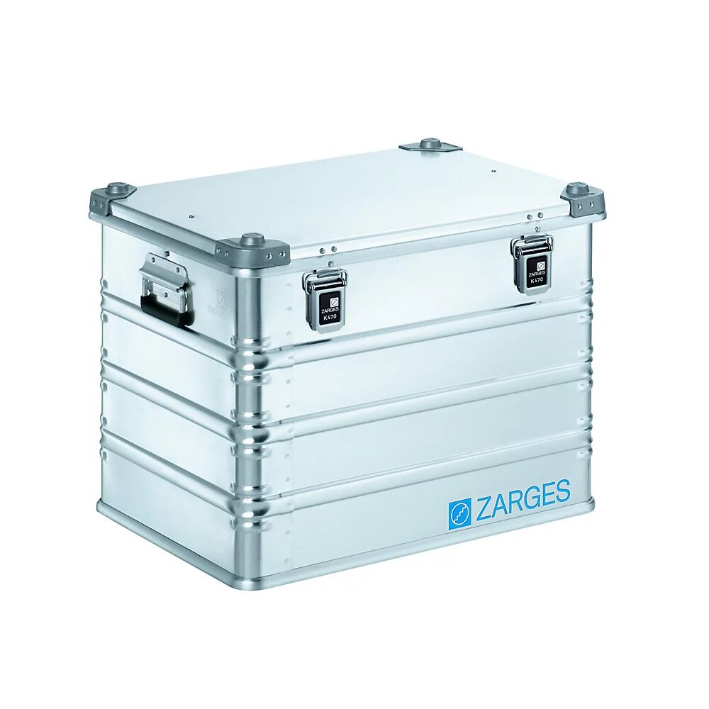 ZARGES Caja de transporte de aluminio, capacidad 116 l, L x A x H interiores 600 x 430 x 450 mm, modelo robusto