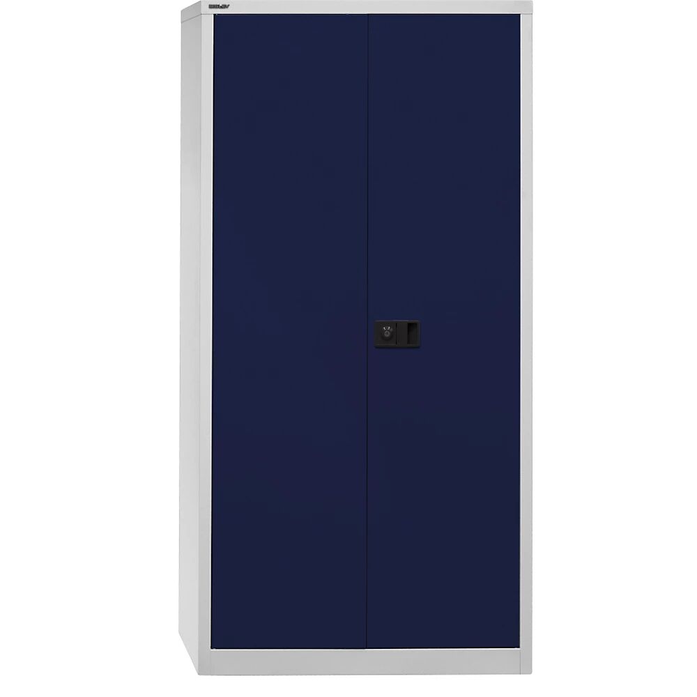 BISLEY Armario de puertas batientes UNIVERSAL, H x A x P 1806 x 914 x 400 mm, 3 baldas, 4 pisos de archivadores, gris luminoso / azul oxford