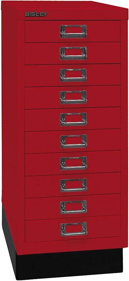 BISLEY Serie 29 MultiDrawer™, con zócalo, DIN A4, 10 cajones, rojo cardenal