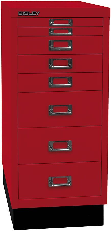 BISLEY Serie 29 MultiDrawer™, con zócalo, DIN A4, 8 cajones, rojo cardenal