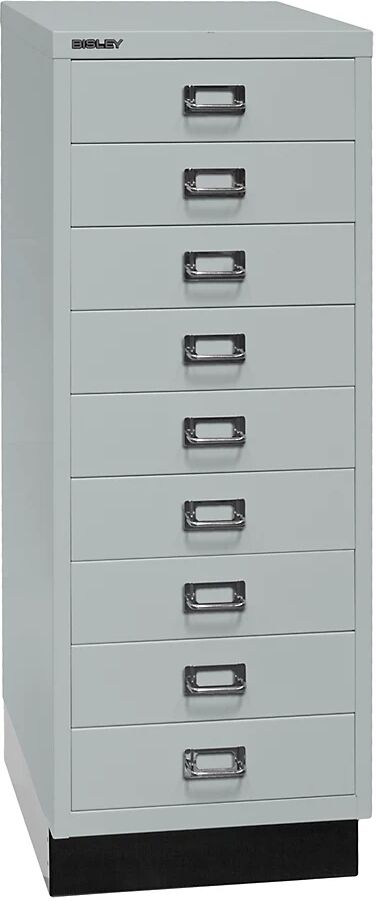 BISLEY Serie 39 MultiDrawer™, con zócalo, DIN A3, 9 cajones, gris luminoso, negro