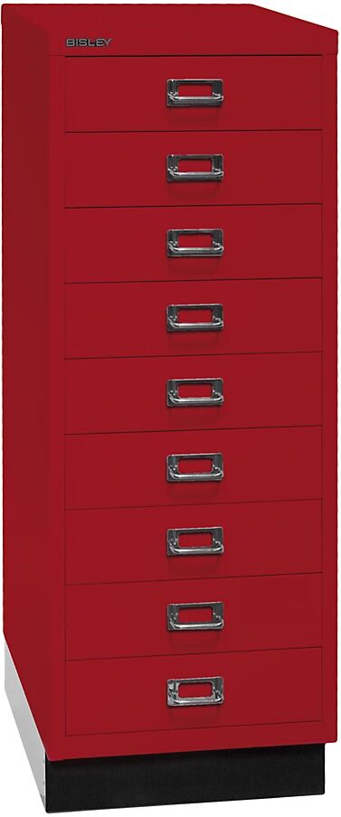 BISLEY Serie 39 MultiDrawer™, con zócalo, DIN A3, 9 cajones, rojo cardenal, negro