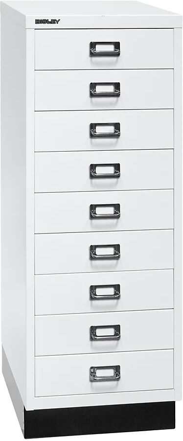 BISLEY Serie 39 MultiDrawer™, con zócalo, DIN A3, 9 cajones, blanco tráfico, negro