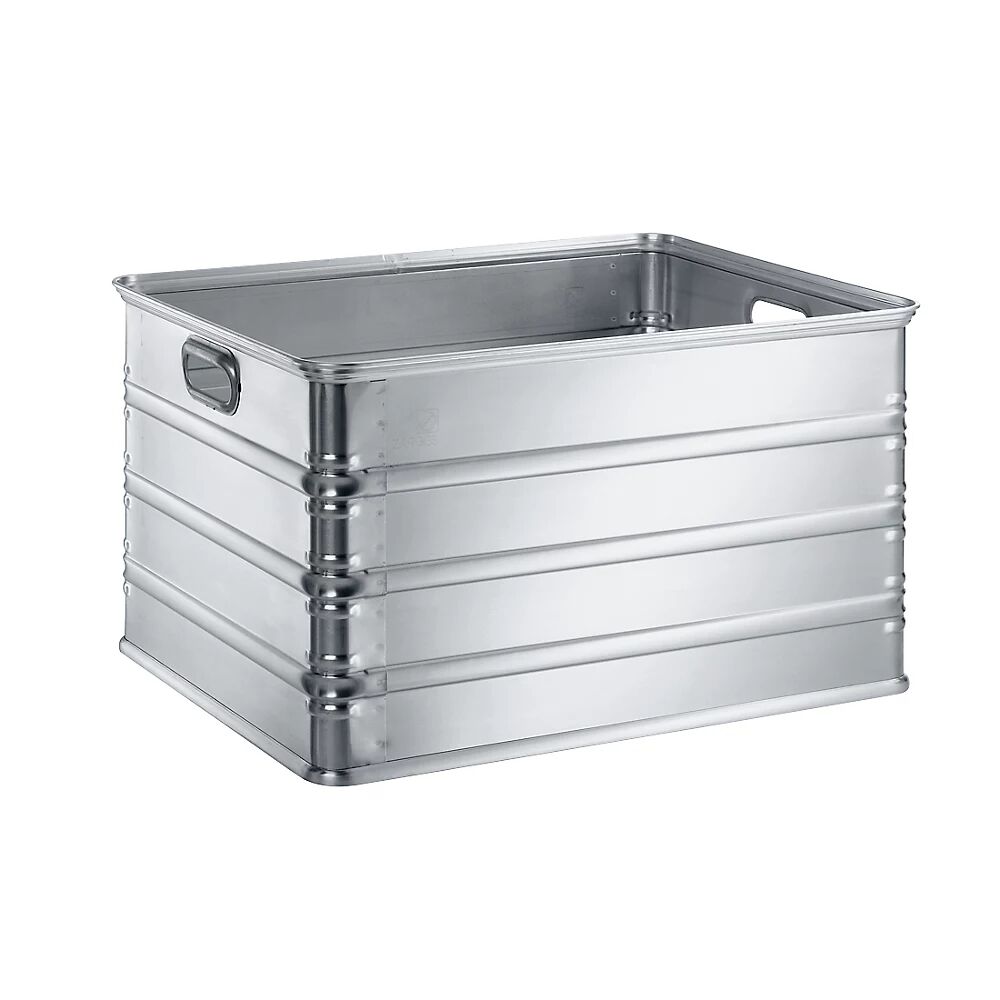ZARGES Caja de transporte y caja apilable de aluminio, capacidad 155 l, apto para vías de rodillos