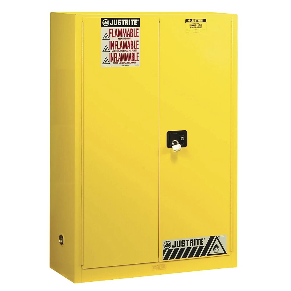 Justrite Armario de seguridad FM, H x A x P 1651 x 1092 x 457 mm, puertas manuales, para sustancias contaminantes del agua, amarillo