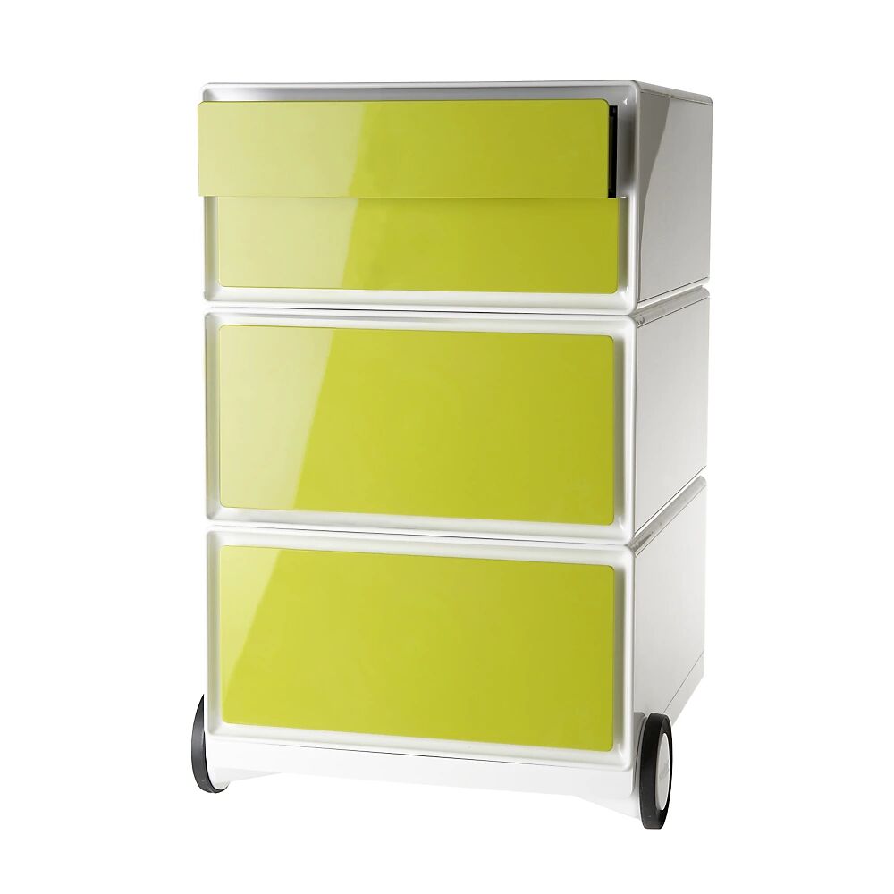 Paperflow Buck rodante easyBox®, 2 cajones, 2 cajones planos, blanco / verde